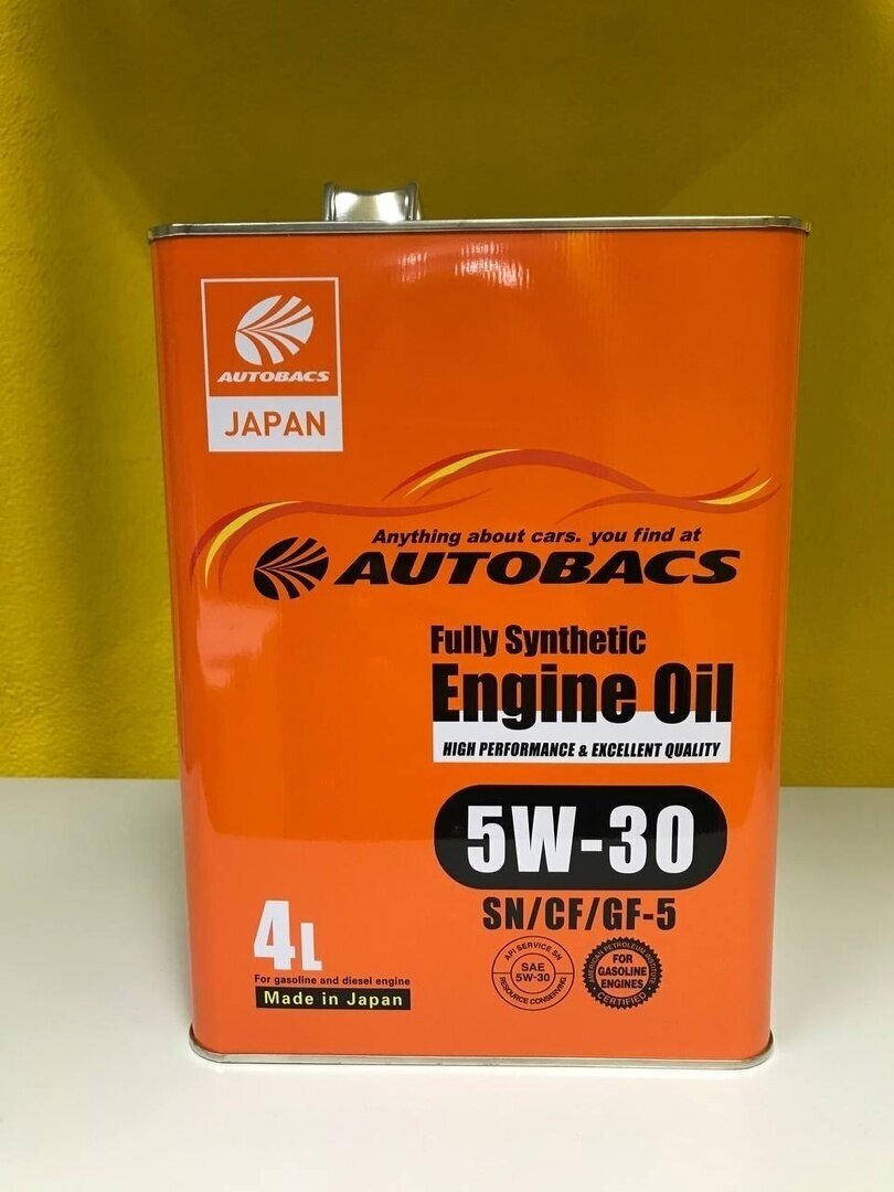 Синтетическое моторное масло Autobacs Fully Synthetic 5W-30 SN/CF/GF-5, 4 л, 3.85 кг, 1 шт