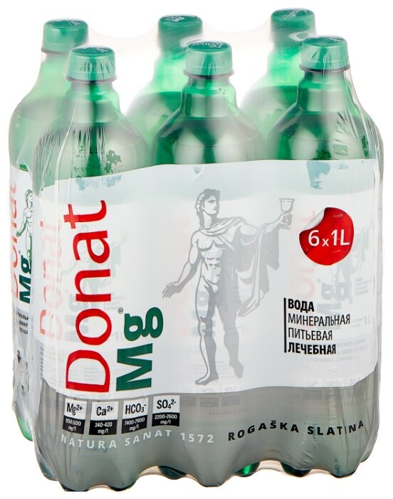 Купить Вода минеральная Donat Mg газированная, ПЭТ, 6 шт. по 1 л по ...