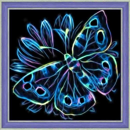 Алмазная вышивка Алмазная Живопись «Неоновая бабочка», 25x25 см