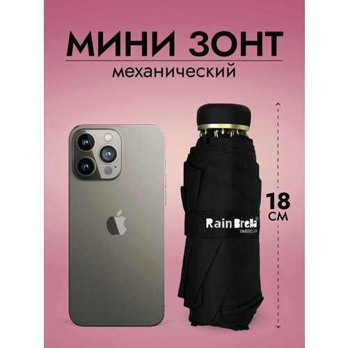 Зонт-шляпка Rainbrella, механика, 5 сложений, купол 97 см., 8 спиц, система «антиветер», чехол в комплекте, черный