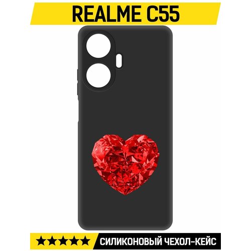 Чехол-накладка Krutoff Soft Case Рубиновое сердце для Realme C55 черный чехол накладка krutoff soft case рубиновое сердце для vivo y35 черный