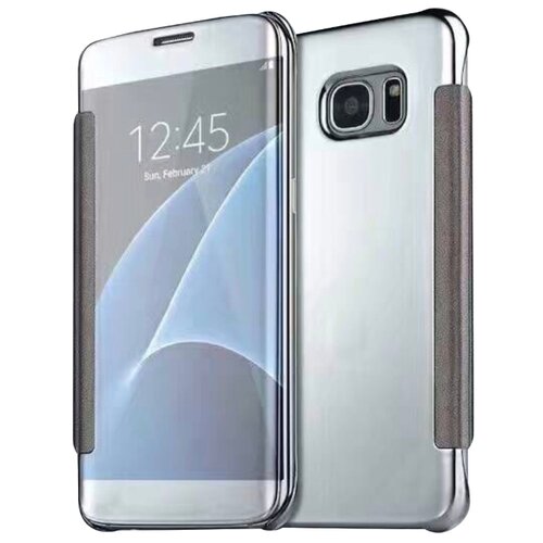 фото Чехол-книжка mypads для samsung galaxy j7 2016 sm-j710x/ j710f 5.5 с дизайном clear view cover с полупрозрачной пластиковой крышкой с зеркальной поверхностью серебристый