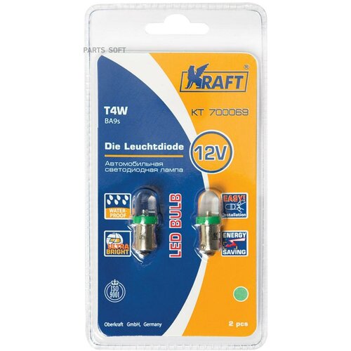 Лампа Светодиодная 12v T4w 4w Ba9s Kraft 2 Шт. Картон Kt700069 Kraft арт. KT700069