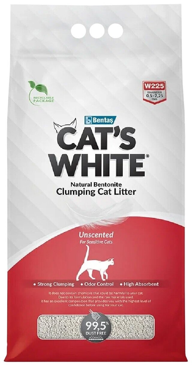 Комкующийся наполнитель Cat's White Natural натуральный без ароматизатора для кошачьего туалета (20л) - фотография № 10