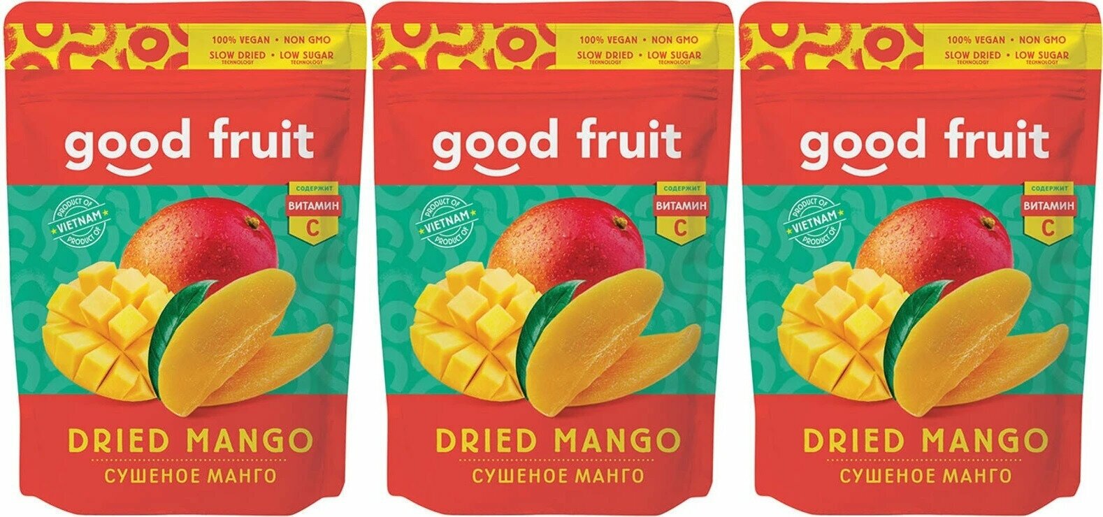 GOOD FRUIT, манго сушеное, 3 шт по 100 г - фотография № 2
