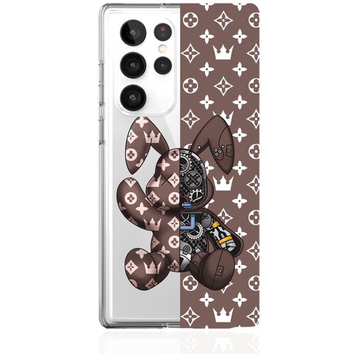 Прозрачный силиконовый чехол MustHaveCase для Samsung Galaxy S22 Ultra Bunny Коричневый для Самсунг Галакси С22 Ультра