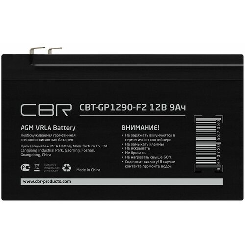 аккумулятор cbr cbt gp1290 f2 12v 9ah клеммы f2 vrla батарея Аккумулятор для ИБП CBR VRLA CBT-GP1290-F2 12V 9Ah клеммы F2 1805047