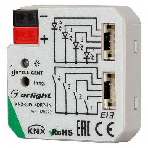 INTELLIGENT ARLIGHT Конвертер KNX-309-4DRY-IN (BUS) intelligent arlight конвертер knx 304 eth din bus intelligent arlight пластик