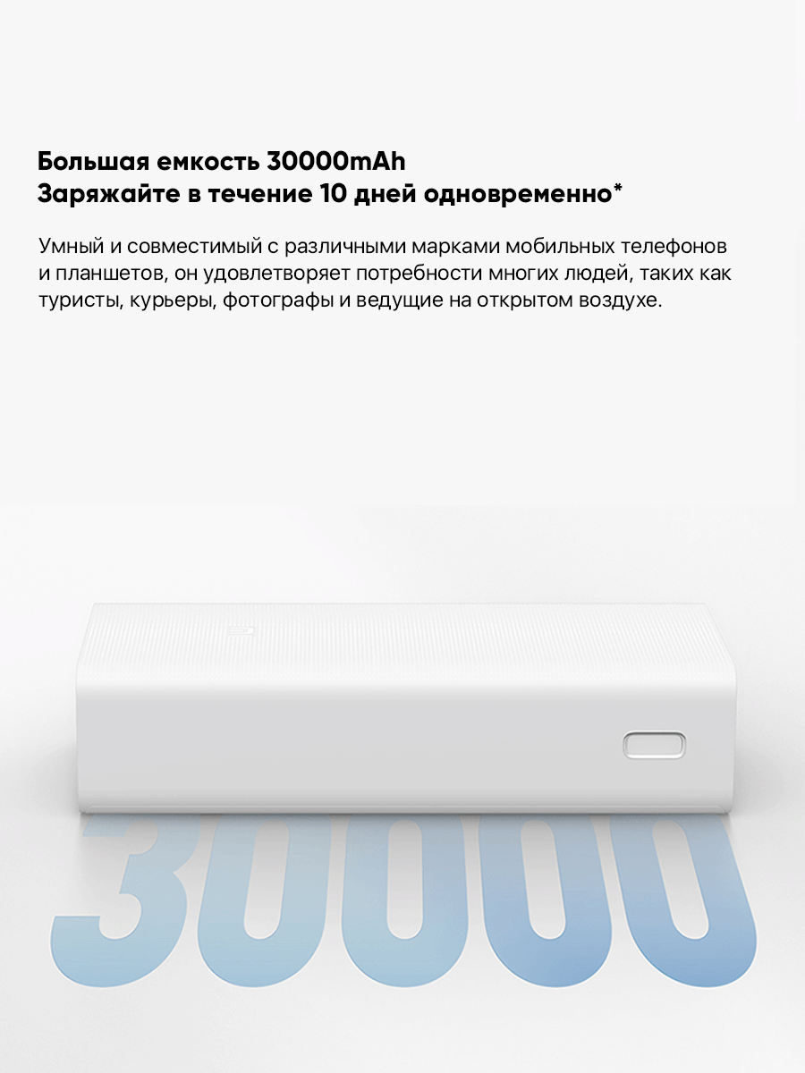 Внешний аккумулятор Xiaomi Mi Power Bank 3 30000 mAh White (PB3018ZM) - фото №18