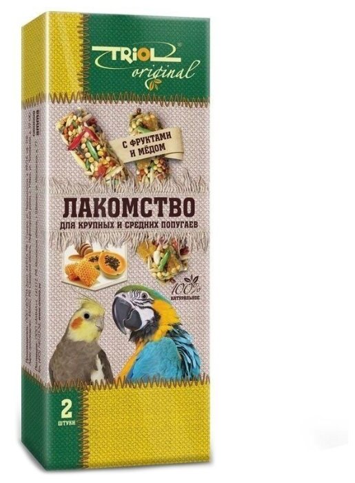 Лакомство для птиц Triol Original с фруктами и мёдом для крупных и средних попугаев
