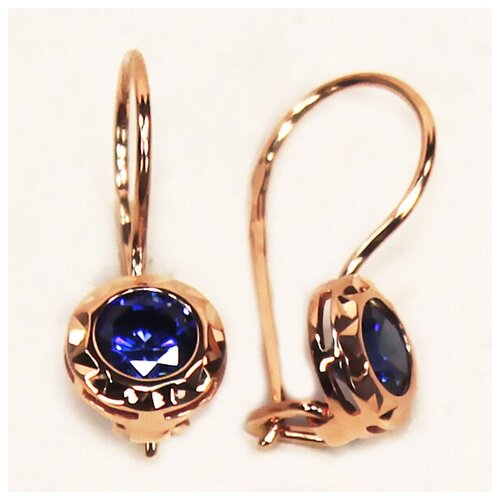 Серьги красное золото, 585 проба, фианит