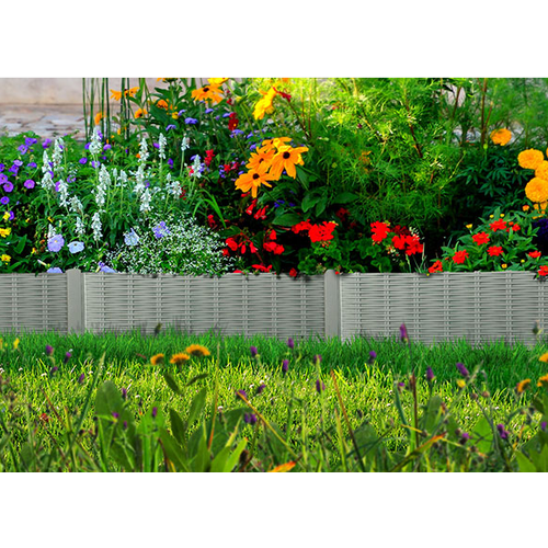 Забор декоративный МастерСад Лоза серый 2,3 метра / Бордюр пластиковый/ Ограждение садовое для клумб и грядок