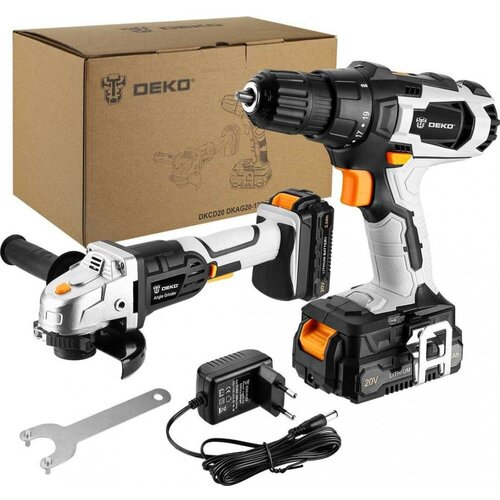Аккумуляторная дрель-шуруповерт DEKO DKCD20 20В и аккумуляторная УШМ DEKO DKAG20-125 20В 125мм 2х40Ач 063-4204 14136₽