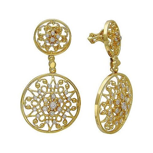 фото Серьги эстет ажурные серьги-подвески из золота с бриллиантами