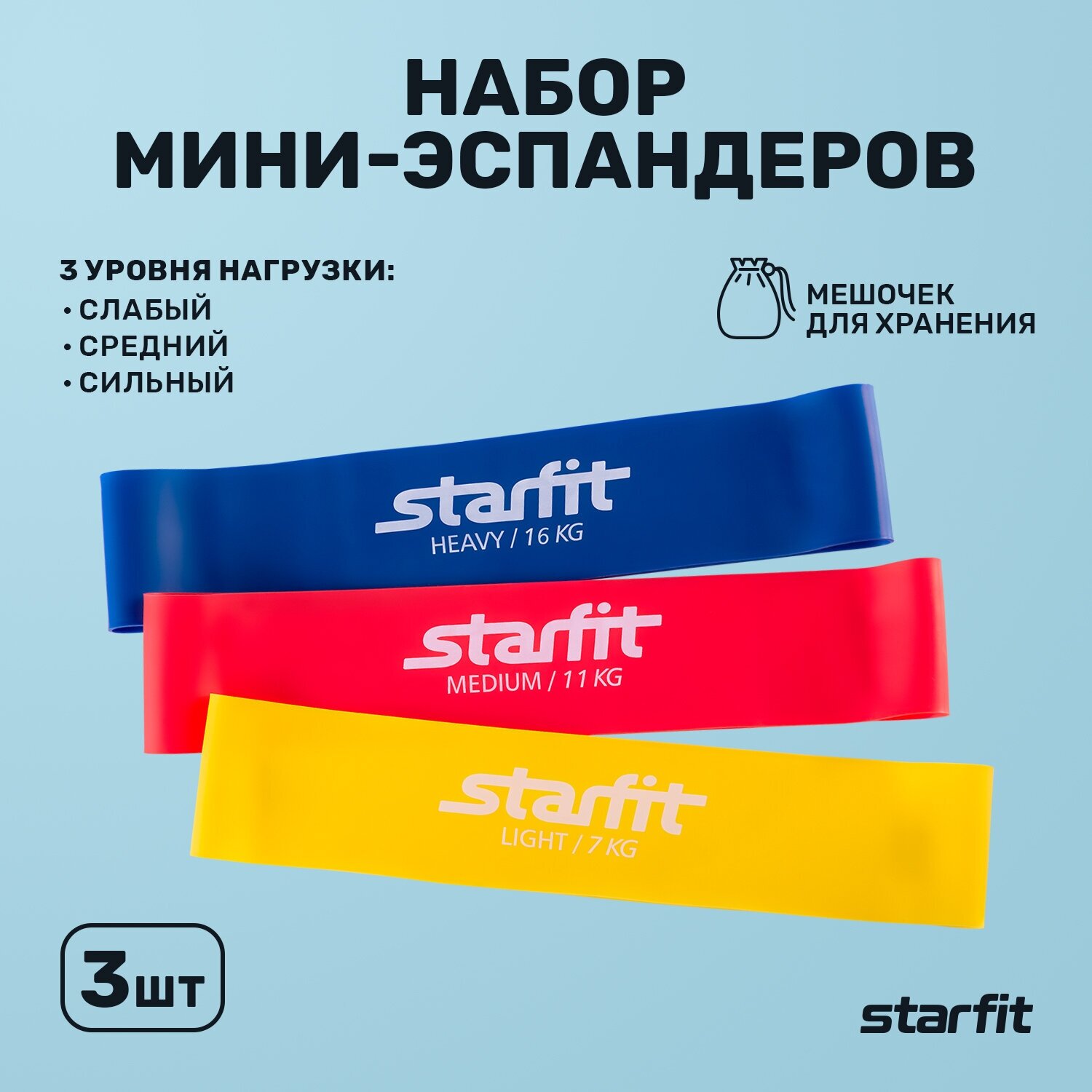 Комплект летночных мини-эспандеров STARFIT ES-203 (3шт)