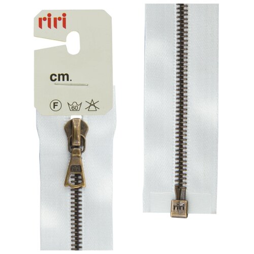 фото Молния металл, am, разъёмная 1 замок, на атласной тесьме, 4 мм, 65 см, цвет 2101, белый riri