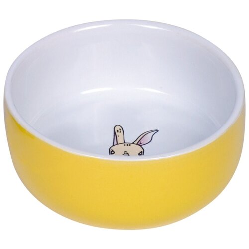 фото Миска керамическая для грызунов nobby "rabbit" (цвет: белый/желтый), 200 мл