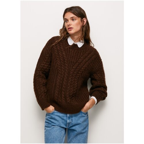 Пуловер Для Женщин, Pepe Jeans London, модель: PL701898, цвет: темно-коричневый, размер: L