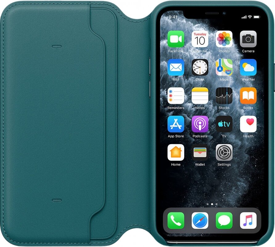 Чехол-книжка Apple Leather Folio iPhone 11 Pro Peacock (Зелёный павлин) MY1M2ZM/A