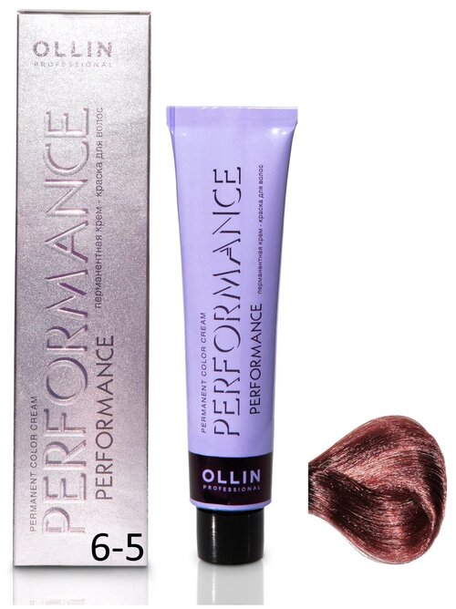 OLLIN Professional Performance перманентная крем-краска для волос, 6/5 темно-русый махагоновый, 60 мл