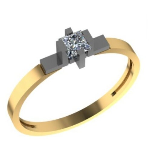 фото Кольцо sanis, комбинированное золото, 585 проба, фианит, размер 15 санис