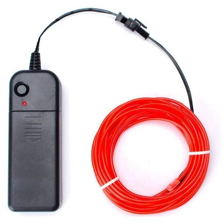 Набор DLED EL неон 2.3мм "Красный" 3м с инвертором на батарейках АА
