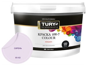 <b>Краска</b> акриловая TURY SW-7 Colour моющаяся матовая <span>акрилатная водно-дисперсионная влагостойкая <b>краска</b> tury sw-7 colour применяется для внутренних работ (в т.ч. в помещениях с повышенной влажностью) по новым подготовленным и ранее окрашенным поверхностям: по гипроку</span>