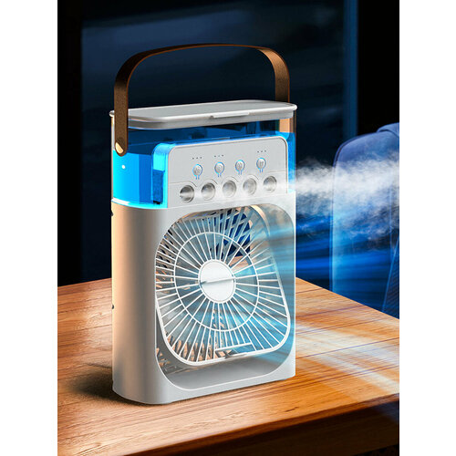 Вентилятор настольный с увлажнителем, мини кондиционер портативный с таймером, LED, 10W, USB, модель VM White