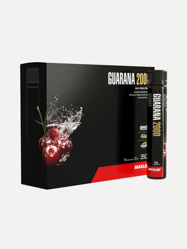 Изображение товара Энергетик гуарана с витамином С, В1, В6 и пантотеновой кислотой Maxler, 14 ампул по 25 мл - Вишня