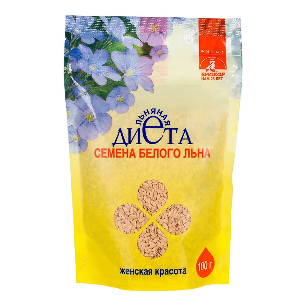 Семена льна белого женская красота Биокор 100 г