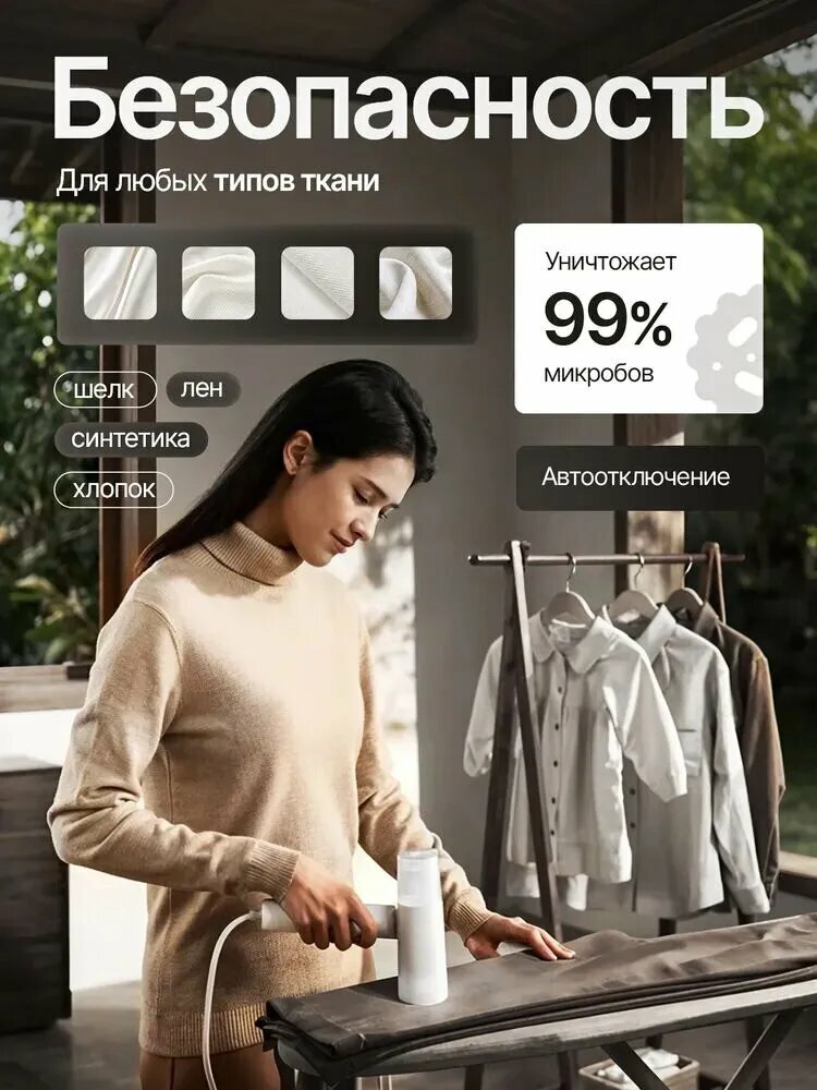 Изображение Xiaomi Отпариватель ручной с вертикальным и горизонтальным отпариванием прозрачным баком 1,9 м шнуrom