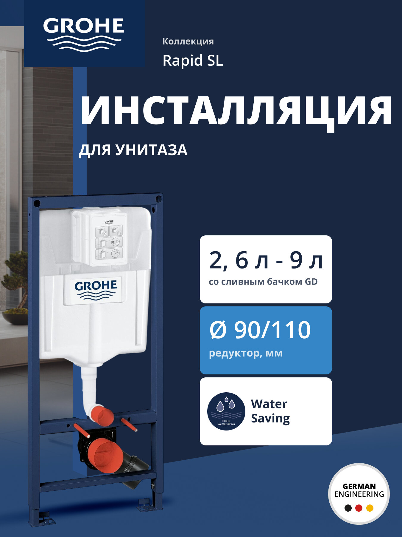 Система инсталляции для унитаза GROHE Rapid SL 113 м 38528001