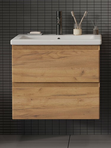 Изображение товара Тумба подвесная SanStar Riana 60 с раковиной Como 60 (комплект) для ванной комнаты, Gold Craft