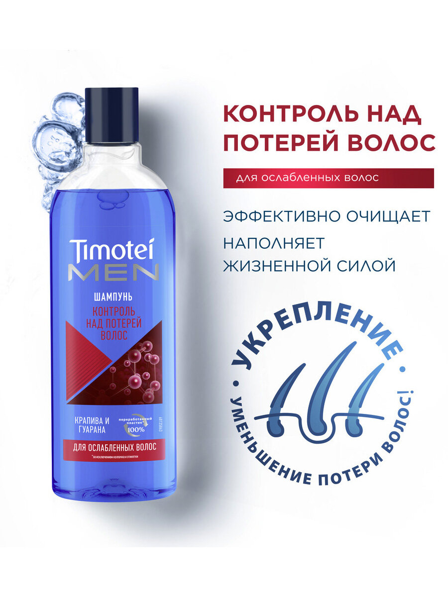 Изображение Мужской шампунь для волосTIMOTEI MEN КОНТРОЛЬ НАД ПОТЕРЕЙ ВОЛОС, 400 мл