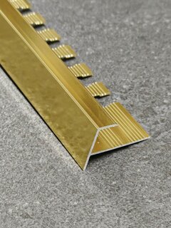 Изображение товара Профиль F-образный алюминиевый для плитки 10мм 2,7м, анодированный, золото глянец