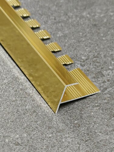 Изображение товара Профиль F-образный алюминиевый анодированный для плитки 12мм 2,7м Золото глянец