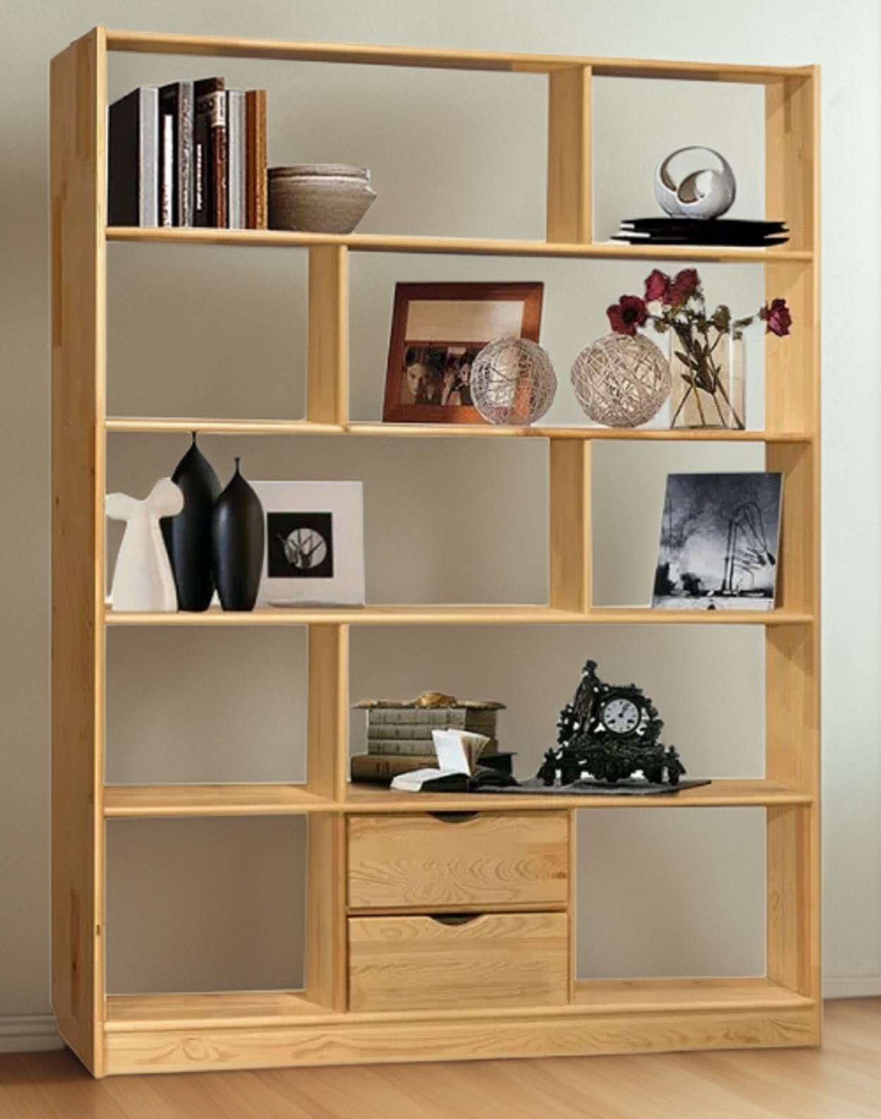 Стеллаж деревянный  2ящ  ммк древ Форест 003  140 35 200 лак 