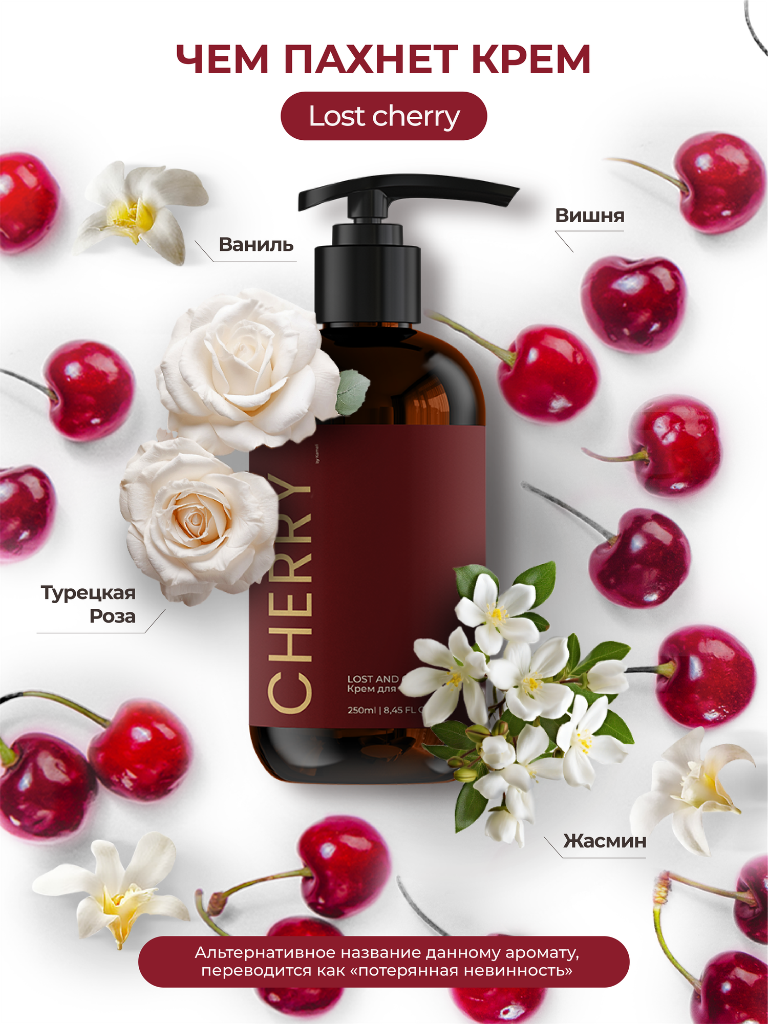 Парфюмированный крем Kamali для тела и рук, 250 мл, Cherry / Tom Ford lost cherry — фото 1