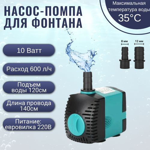 Насос- помпа для фонтана 10W/ насос- помпа для аквариума и полива, погружной