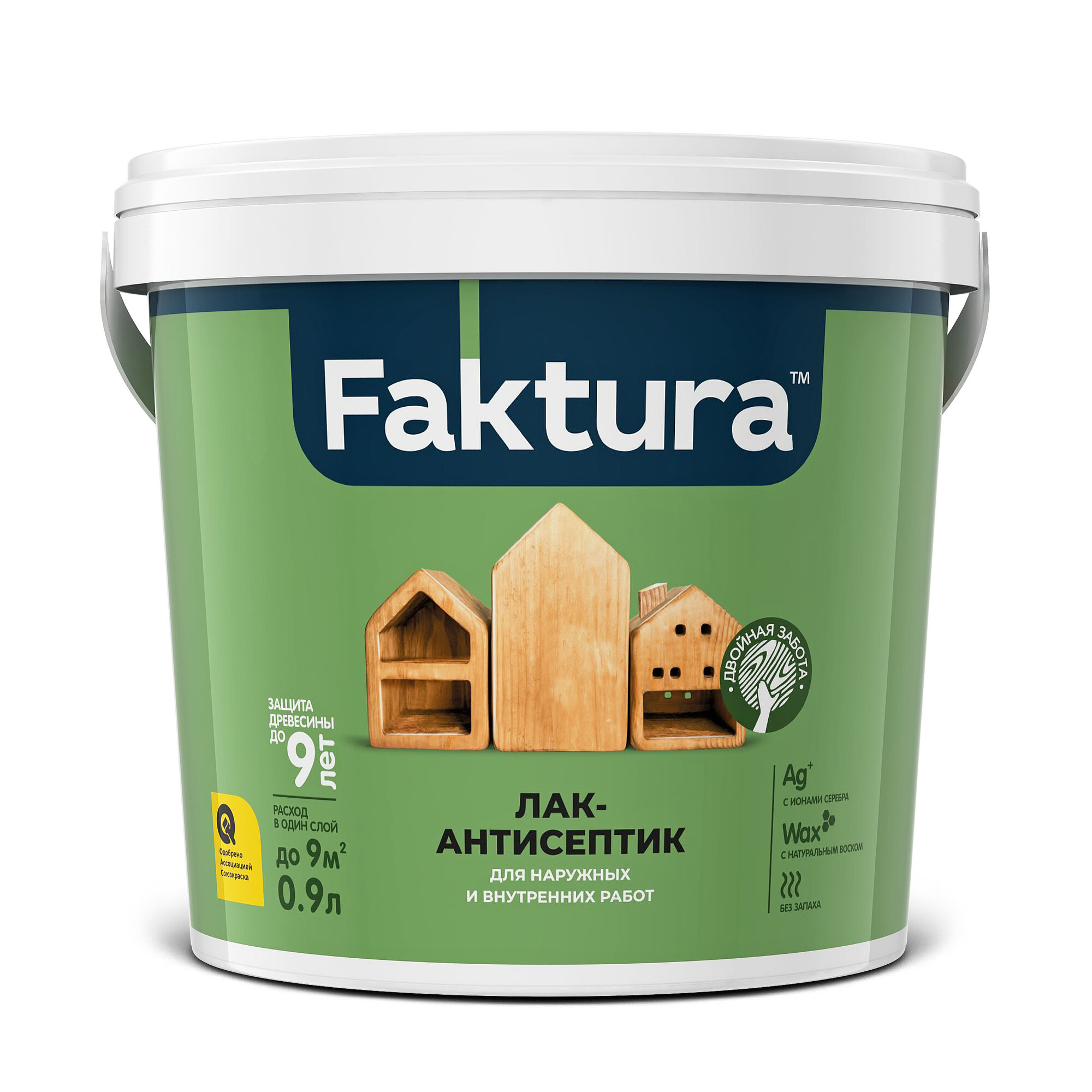 Лак-антисептик Faktura для дерева матовый без запаха 09л