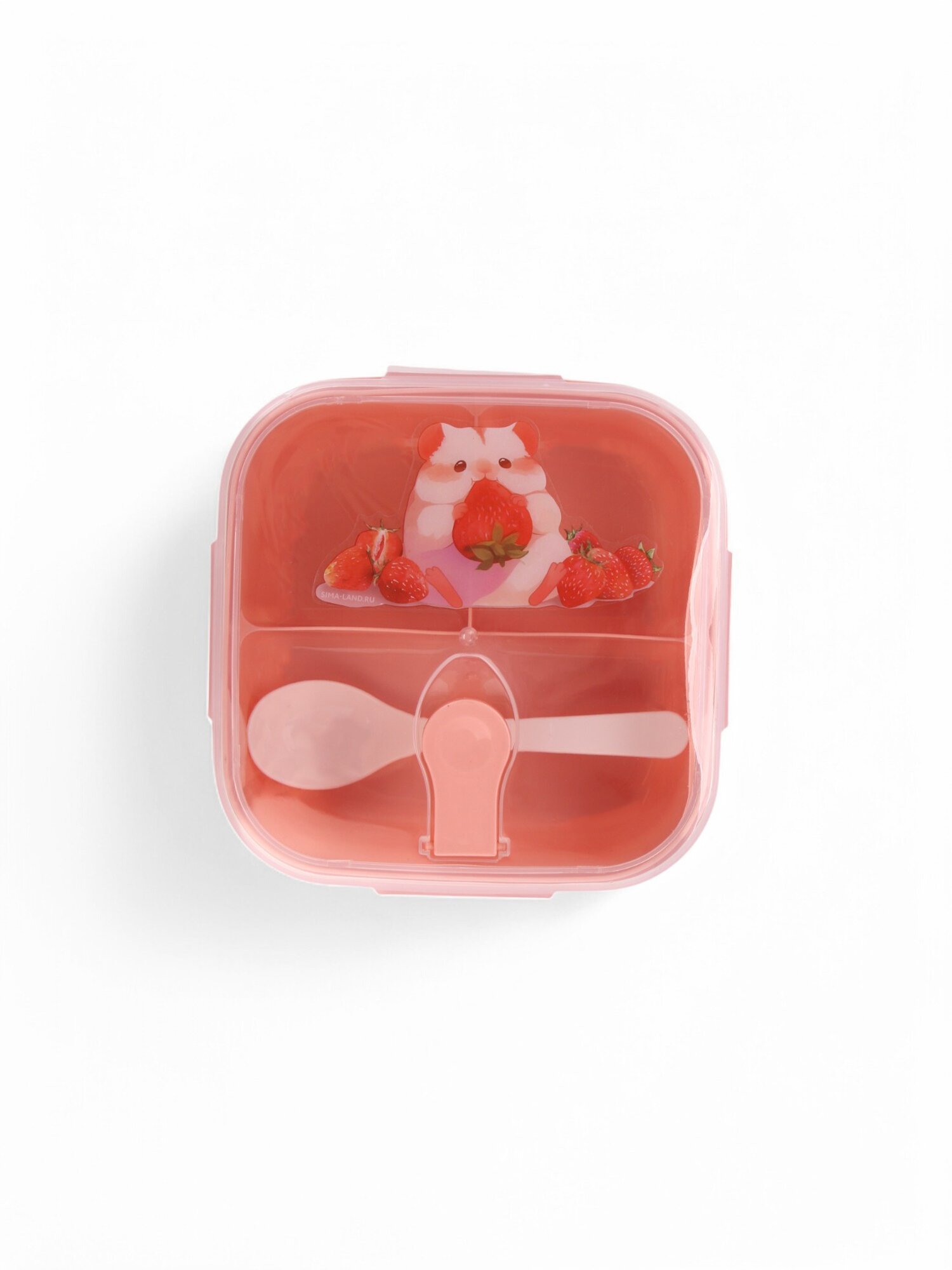 Ланч-бокс с клапаном, 3 секции, "Хомячок", 14 х 14 х 5 см, пластик