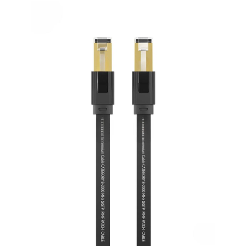 Интернет кабель 10 метров, LAN провод для интернета, Cat 8 кабель, частота 2 ГГц, высокая скорость 40 Гбит/с, металлический разъем RJ-45, черный