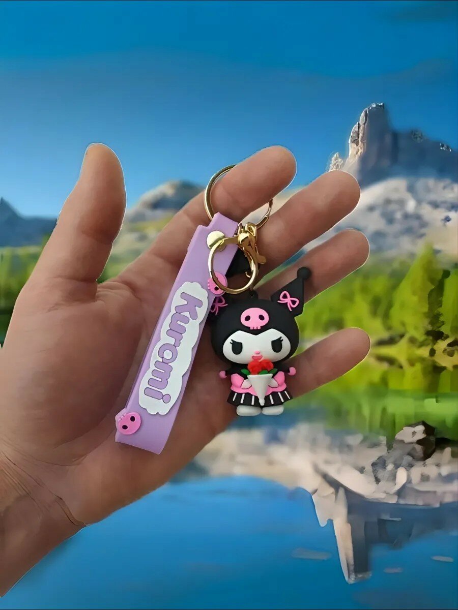 Брелок, белый, черный, розовый, красный — фото 1