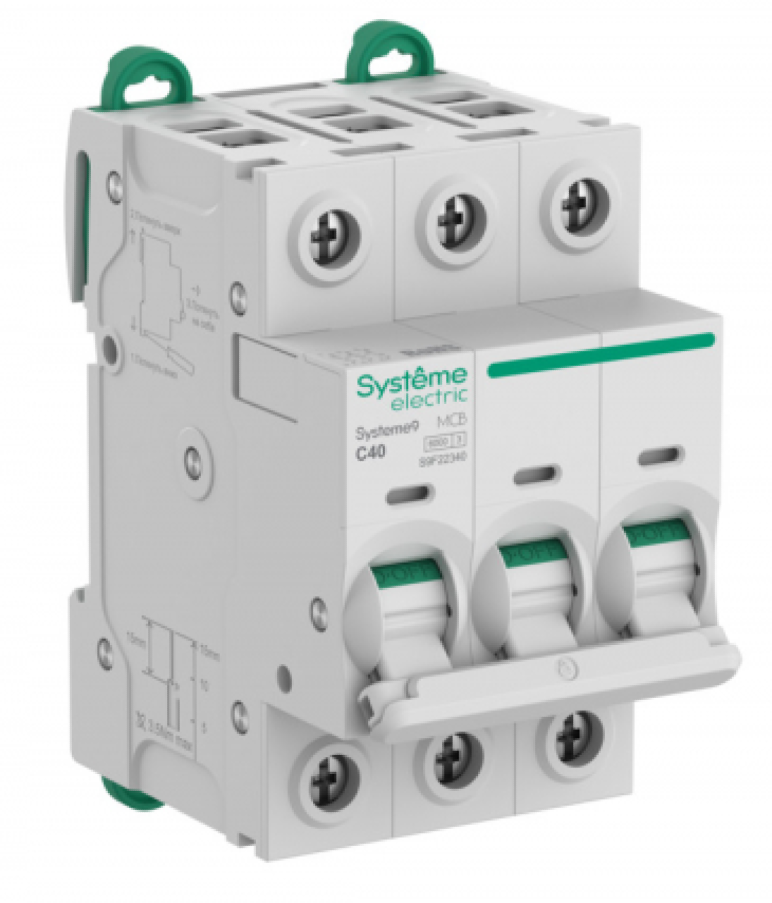 Автоматический выключатель Systeme Electric / Систем Электрик Systeme9 3Р 40А 400В характеристика С 6кА S9F22340 / электроавтомат