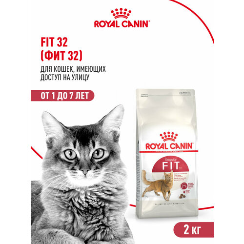 Корм для кошек Royal Canin Fit 32 (Фит 32) Корм сухой сбалансированный для взрослых умеренно активных кошек от 1 года,2 кг