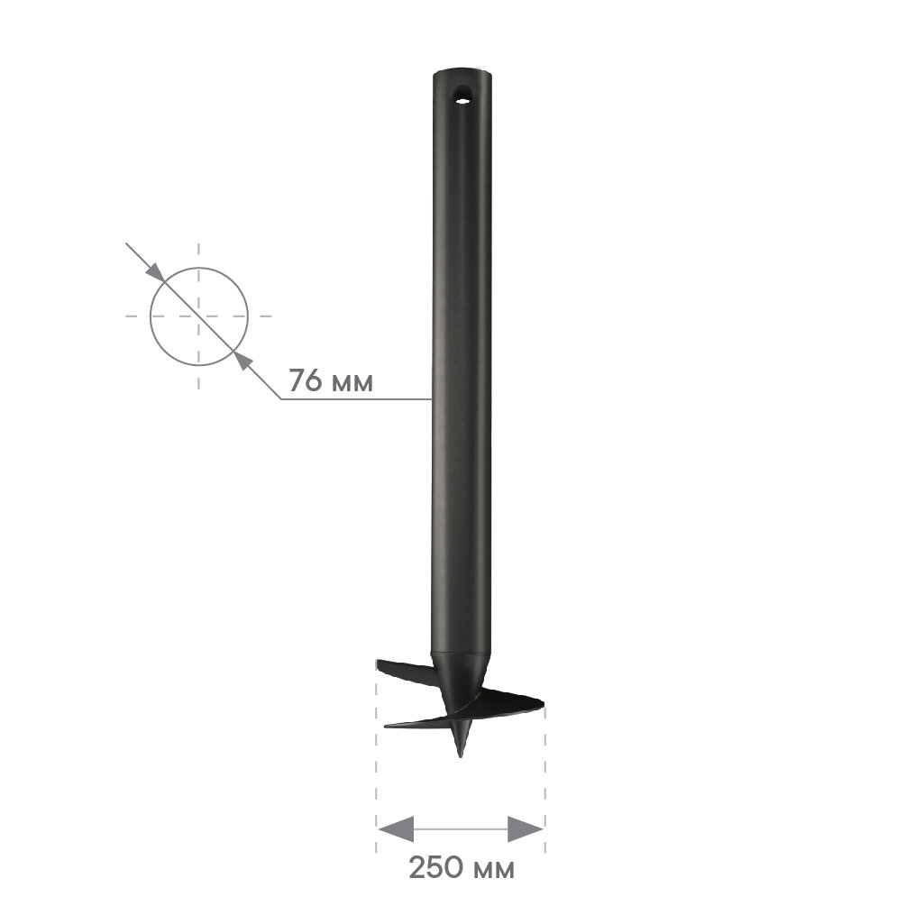 Винтовая свая 76х250х3000 мм. 4 шт. Цвет: чёрный. Изготовитель: Россия
