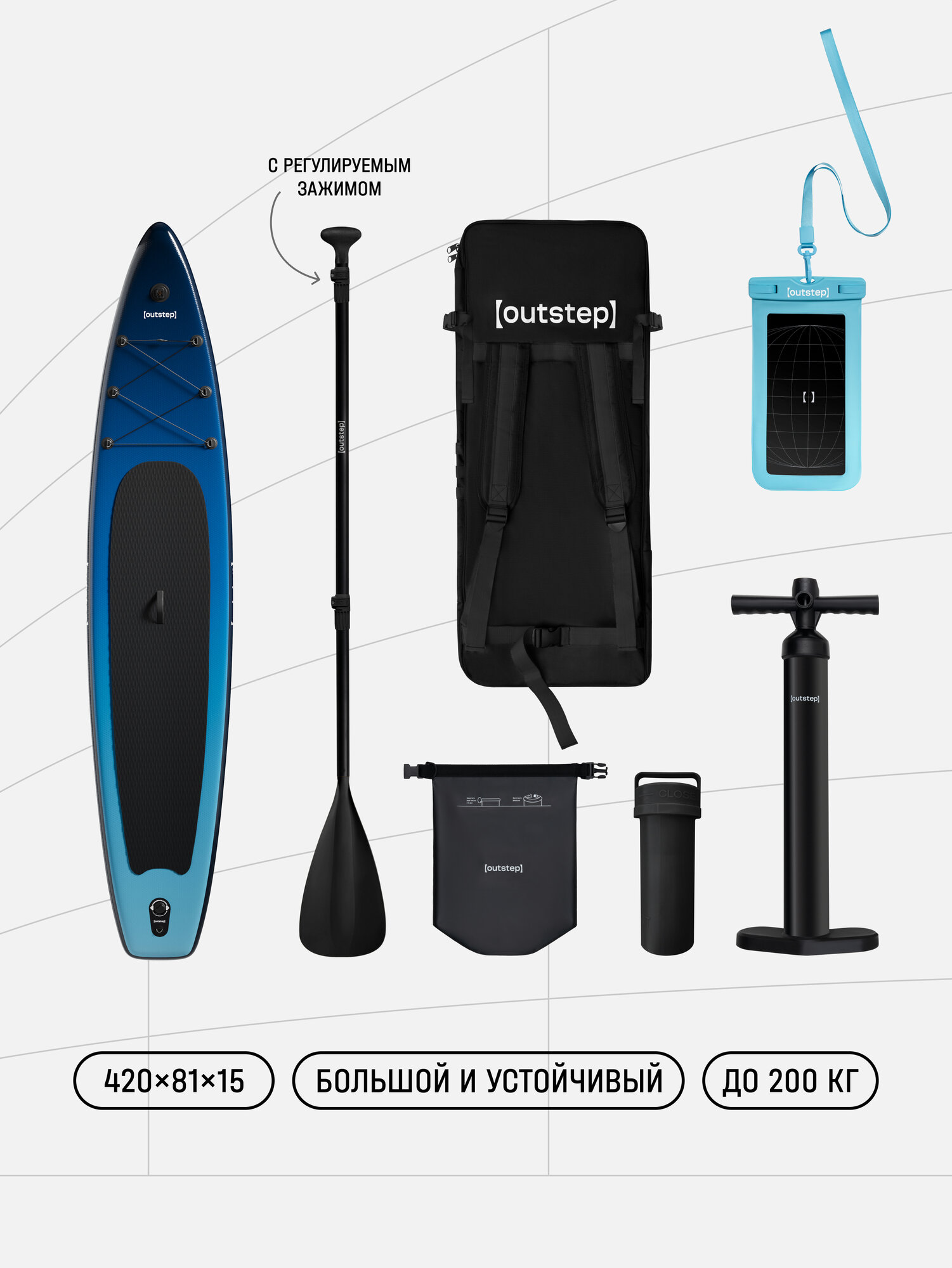 Сапборд OUTSTEP 420х81х15 см, цвет: Полночь в Приморье, FDO42-BK — фото 1