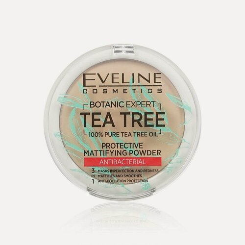 Изображение товара Пудра для лица Eveline Tea tree антибактериальная матирующая, Тон 004 Beige, 9 г