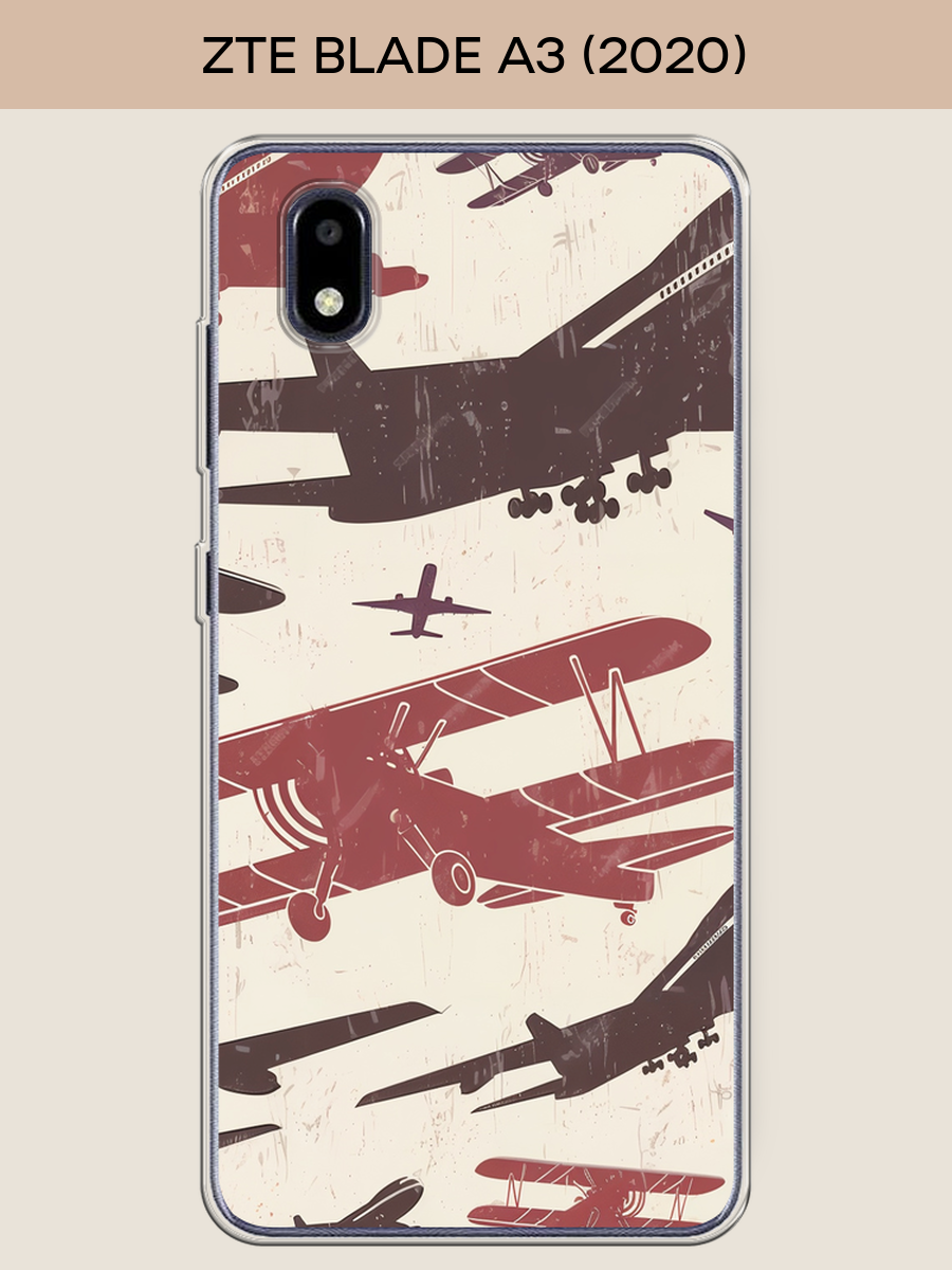 Силиконовый чехол "Самолёты паттерн 1" на ZTE Blade A3 (2020) / ЗТЕ Блэйд A3 2020
