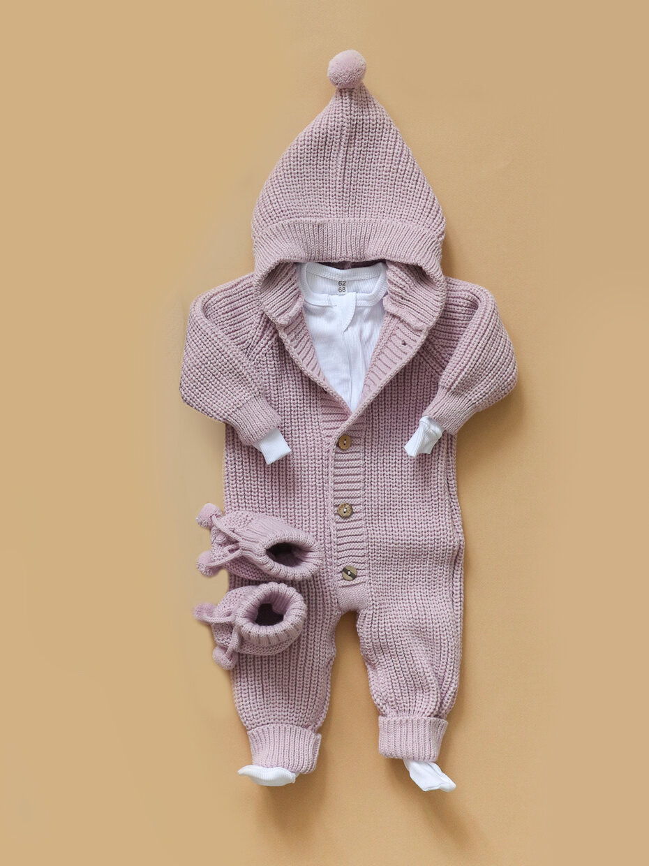 Комбинезон BUNNYPHANT Комбинезон вязаный, открытая стопа, размер 56-68, сиреневый